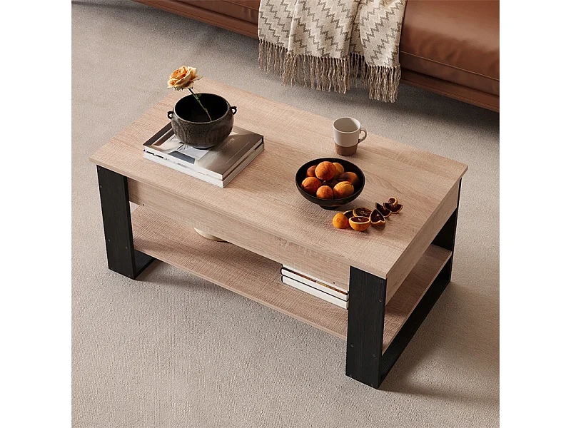 Ława stolik drewniany kawowy loft rozkładany podnoszony schowek stół 92 cm