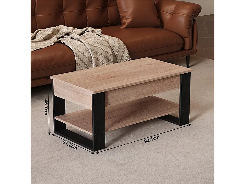 Ława stolik drewniany kawowy loft rozkładany podnoszony schowek stół 92 cm