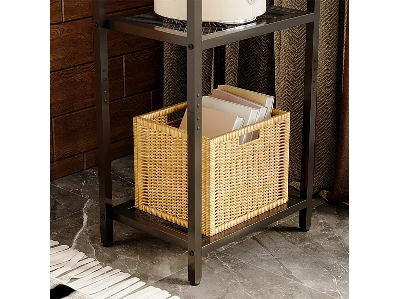 Table basse d'appoint avec 2 étagères, style rétro vintage loft, marron, 74 cm