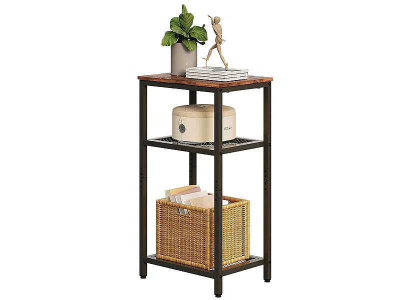 Table basse d'appoint avec 2 étagères, style rétro vintage loft, marron, 74 cm