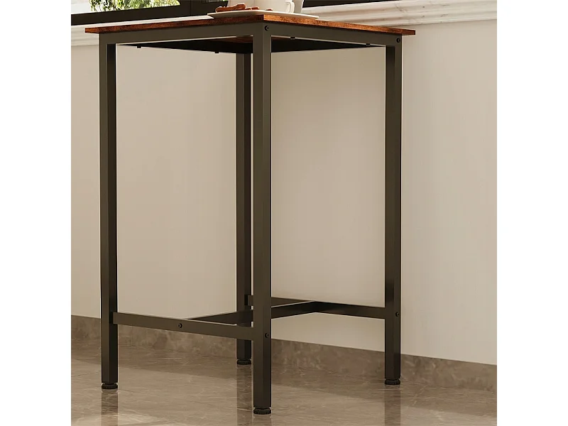 Table de bar carrée pour cuisine, salon ou coin café, style vintage loft, 90 cm