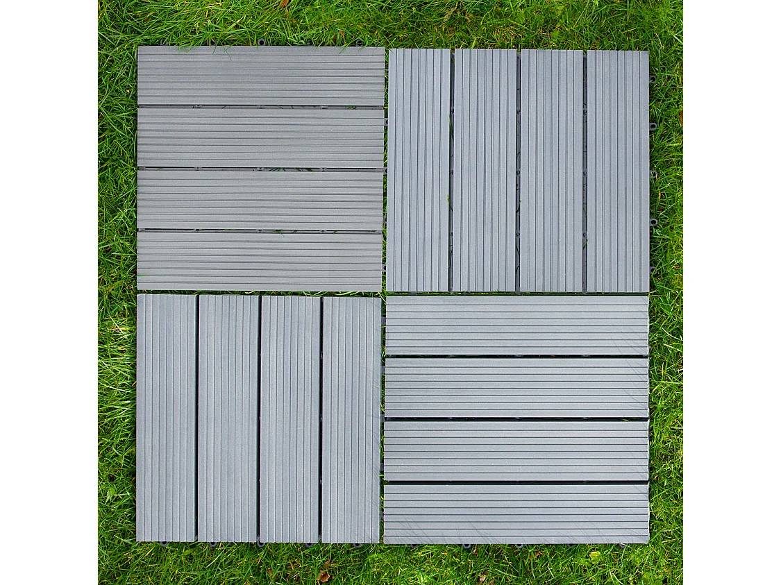99 x WPC terrassegulvfliser 30x30cm 9 kvm - grå