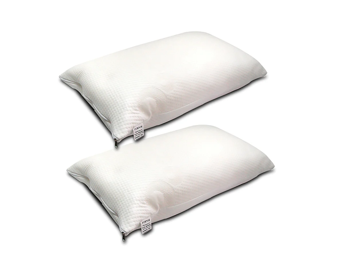 Lot de 2 Oreillers rectangulaire en mousse viscoélastique Déhoussable,coloris blanc-Largeur 45 x Longueur 70 cm
