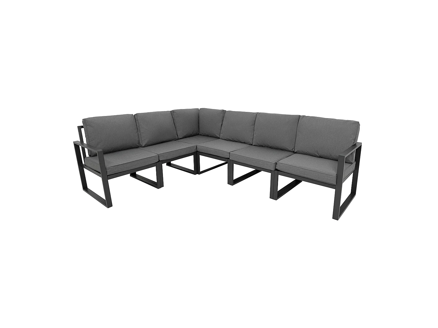 Aluminium 7-zits loungeset - grijze tuinset - hoekbank, stoelen, vuurtafel