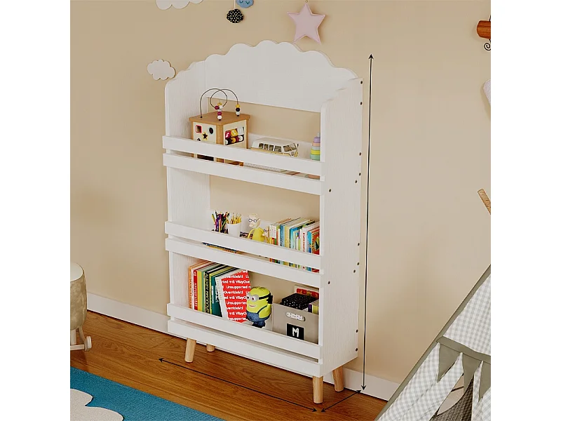 Étagère « nuage » à 3 étagères pour jouets et livres, blanche, pour enfants