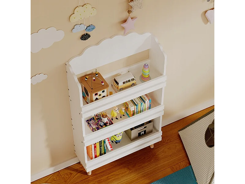 Étagère « nuage » à 3 étagères pour jouets et livres, blanche, pour enfants