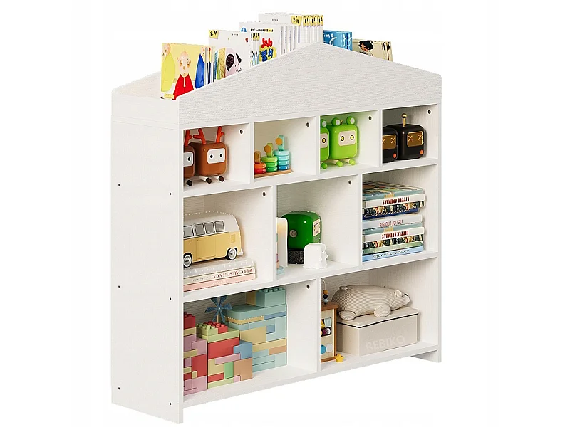 Étagère blanche pour enfants : jouets, livres, accessoires, rangement à 9 compartiments