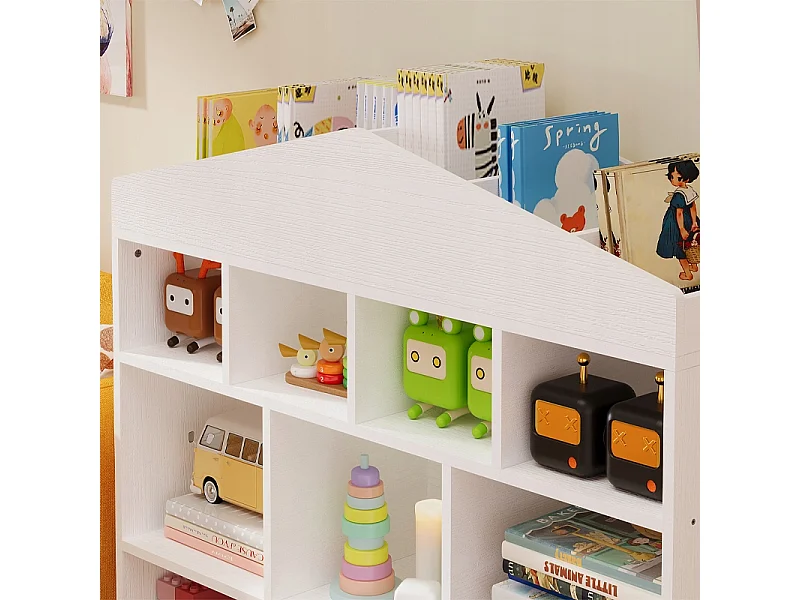 Étagère blanche pour enfants : jouets, livres, accessoires, rangement à 9 compartiments