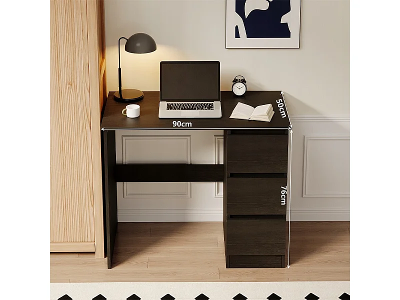 Zwart, modern computerbureau voor jongeren met lades in loftstijl