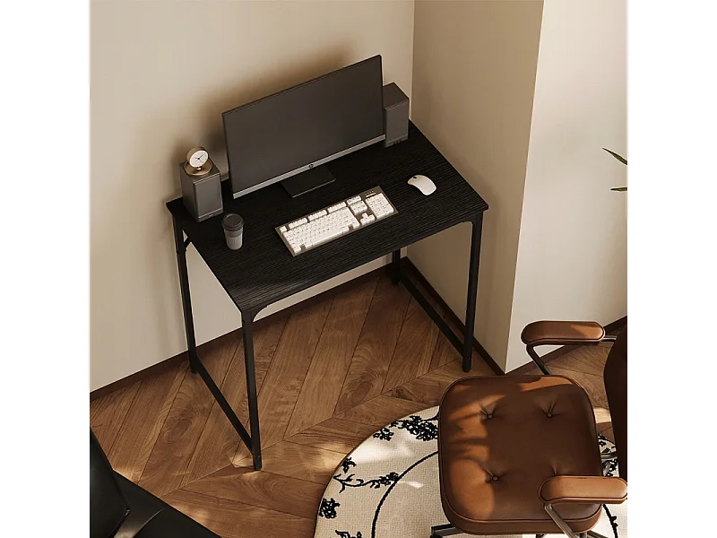Computerbureau, zwart, industriële stijl, voor een modern loftkantoor, 80 cm