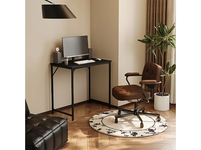 Computerbureau, zwart, industriële stijl, voor een modern loftkantoor, 80 cm