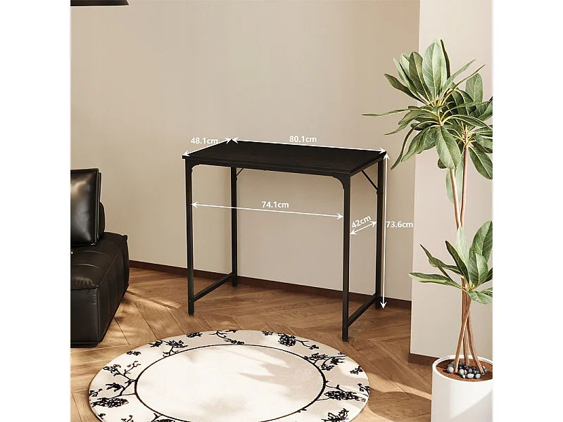 Computerbureau, zwart, industriële stijl, voor een modern loftkantoor, 80 cm
