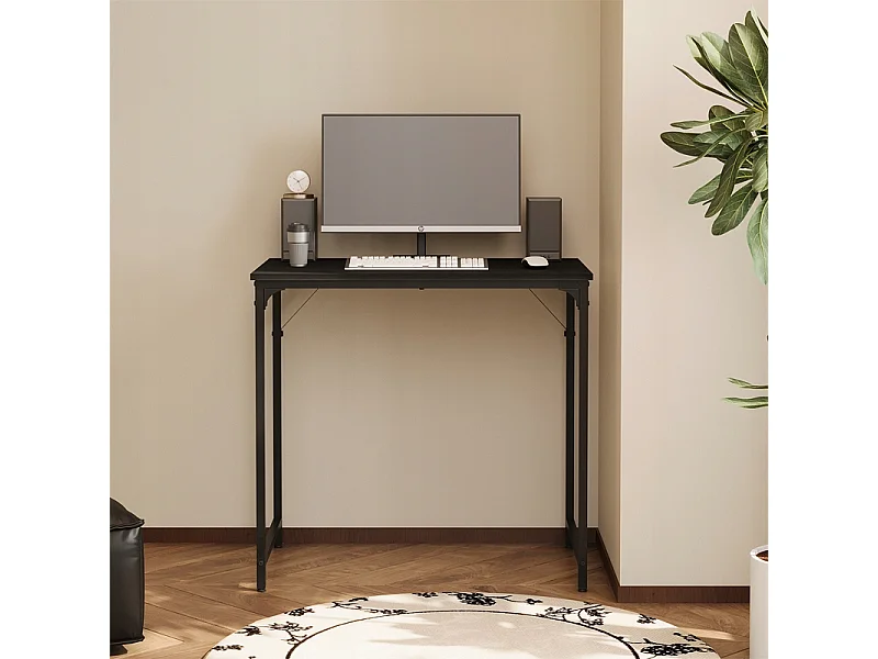 Computerbureau, zwart, industriële stijl, voor een modern loftkantoor, 80 cm