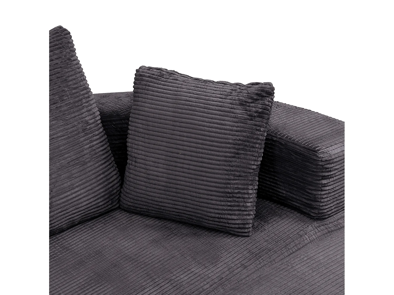 Canapé rond pliable 173x176x40cm - avec coussin - tissu en velours côtelé - noir