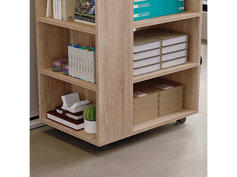 Mesa multifuncional para impressora, estante com rodízios, prateleira, armário, castanho claro