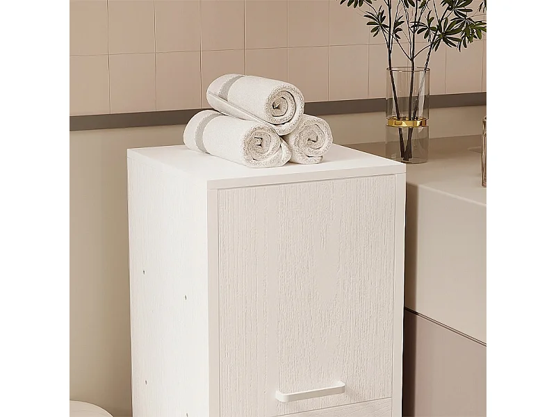 Mobile a colonna a 2 ante con cassetto, funzionale e moderno in stile loft, bianco