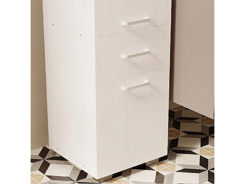 Mobile a colonna a 2 ante con cassetto, funzionale e moderno in stile loft, bianco