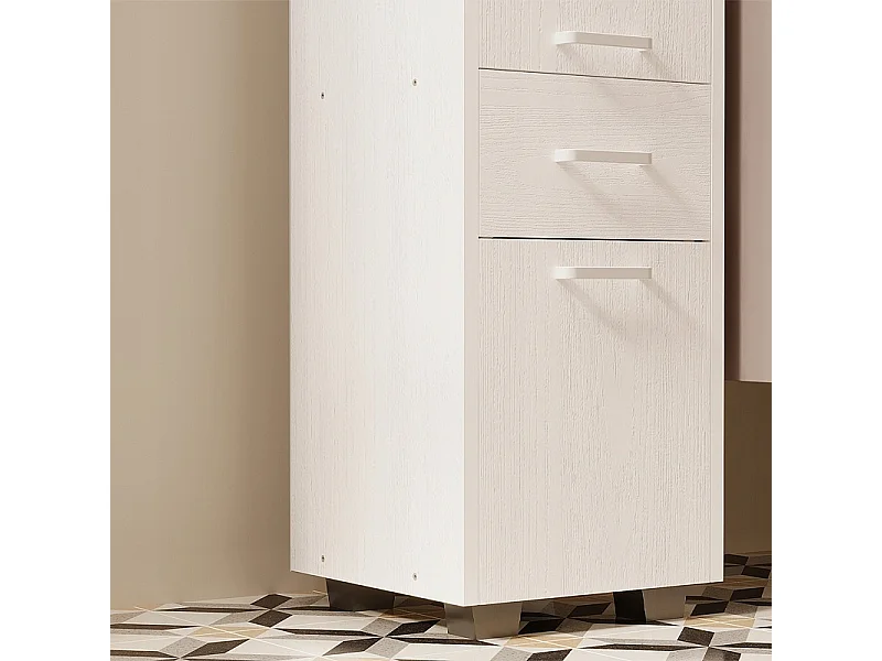 Mobile a colonna a 2 ante con cassetto, funzionale e moderno in stile loft, bianco