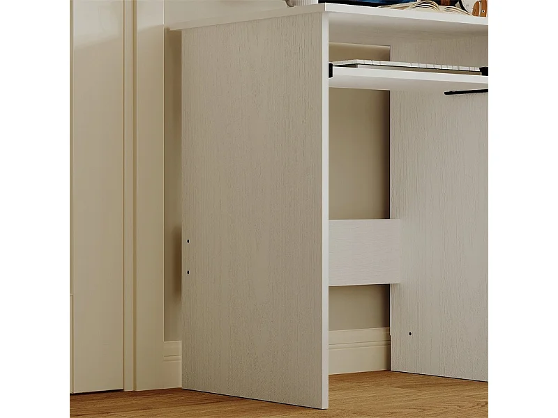 Bureau d'ordinateur blanc pour adolescent, style moderne, avec tiroir et étagère