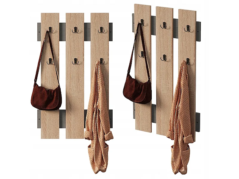 Wandgarderobe aus Sonoma-Eiche mit Loft-Haken für den Flur im skandinavischen Stil