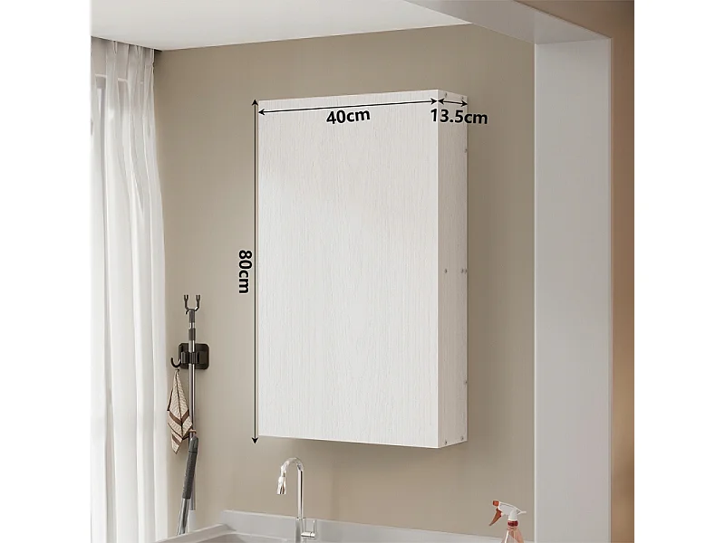 Mobile da bagno sospeso bianco con ripiano e montante, da parete, stile loft, moderno, 80 cm