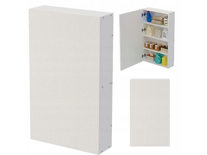 Mobile da bagno sospeso bianco con ripiano e montante, da parete, stile loft, moderno, 80 cm