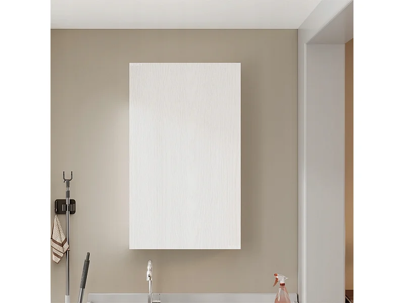 Mobile da bagno sospeso bianco con ripiano e montante, da parete, stile loft, moderno, 80 cm