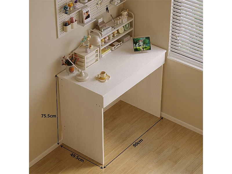 Bureau d'ordinateur pour adolescent, blanc, avec tiroir, style loft moderne, 90 cm
