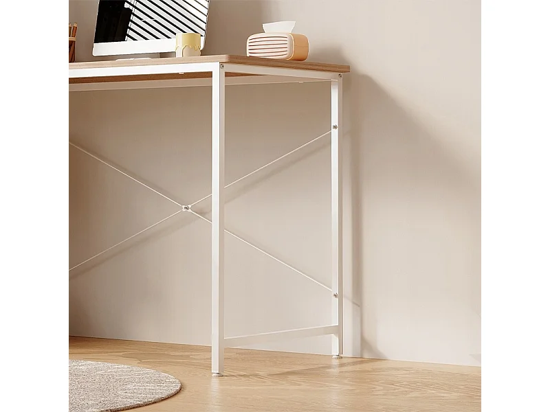 Bureau pour adolescent avec étagère, étagères pour ordinateur, brun clair, style loft moderne