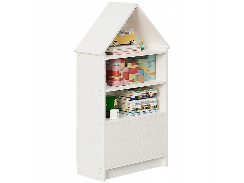 Étagère pour enfants en forme de maisonnette pour ranger jouets, poupées et livres – grande armoire blanche avec étagère de 63 cm