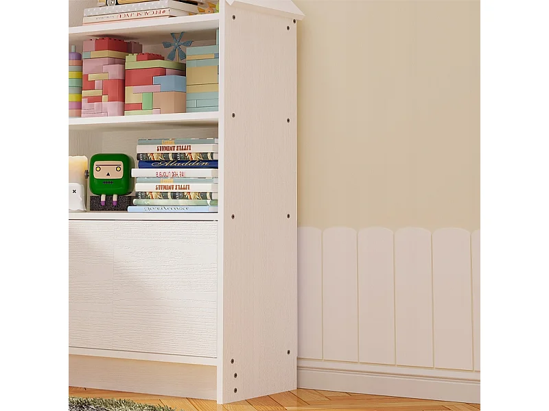 Étagère pour enfants en forme de maisonnette pour ranger jouets, poupées et livres – grande armoire blanche avec étagère de 63 cm