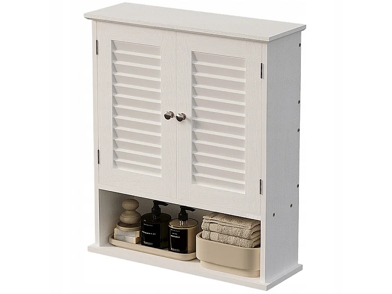 Mobile da bagno sospeso bianco con ripiano e montante, da parete, stile loft, moderno, 70 cm