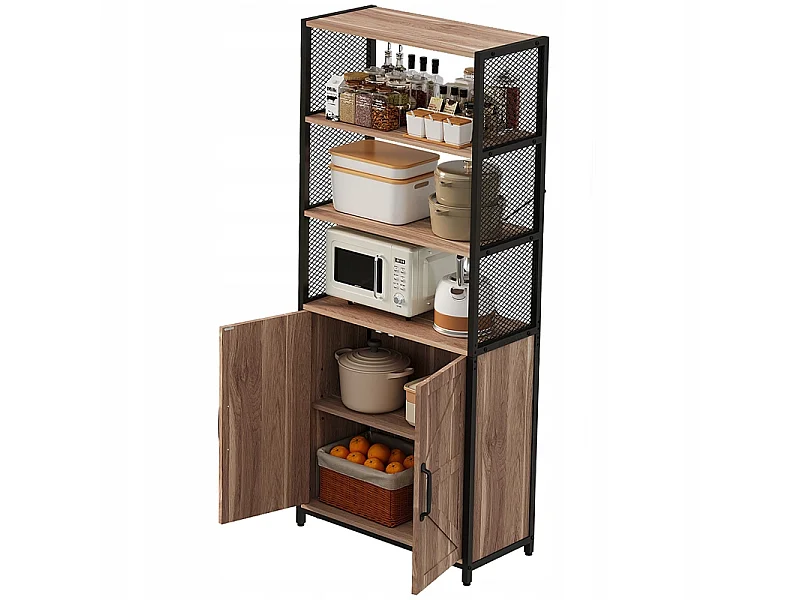 Lichte bruine industriële loft-kast, staande kast, boekenkast, ladekast, 151 cm