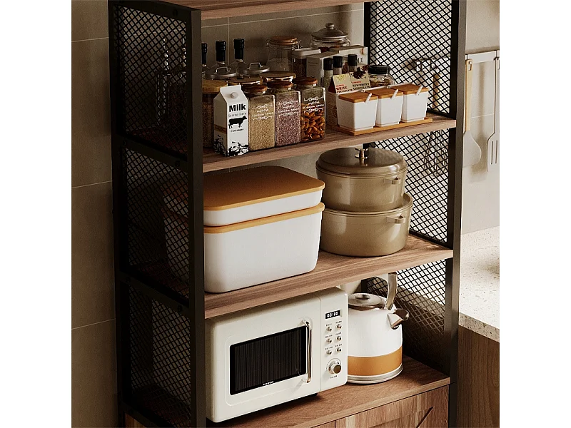 Lichte bruine industriële loft-kast, staande kast, boekenkast, ladekast, 151 cm