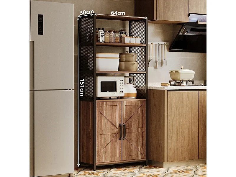 Lichte bruine industriële loft-kast, staande kast, boekenkast, ladekast, 151 cm