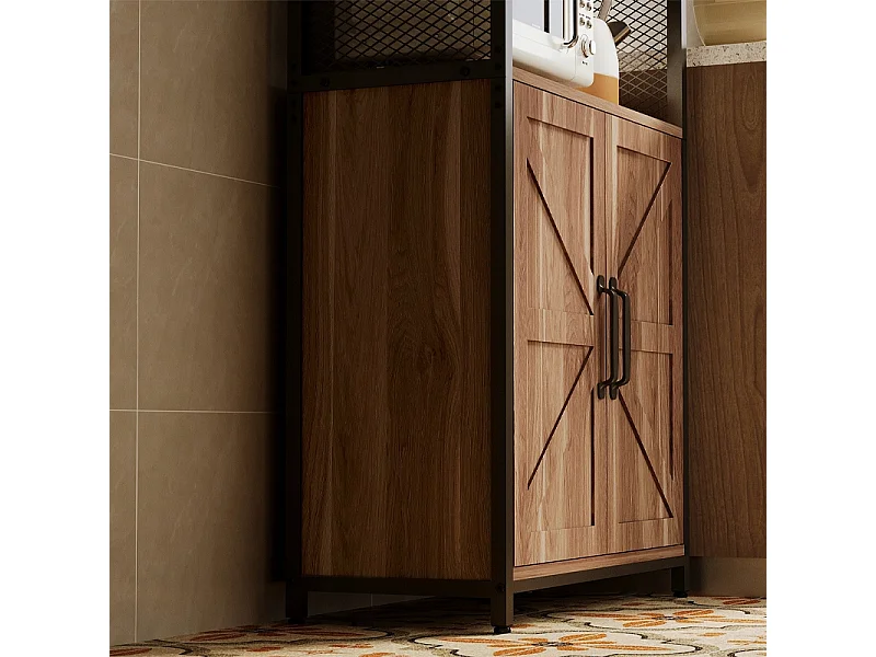 Lichte bruine industriële loft-kast, staande kast, boekenkast, ladekast, 151 cm