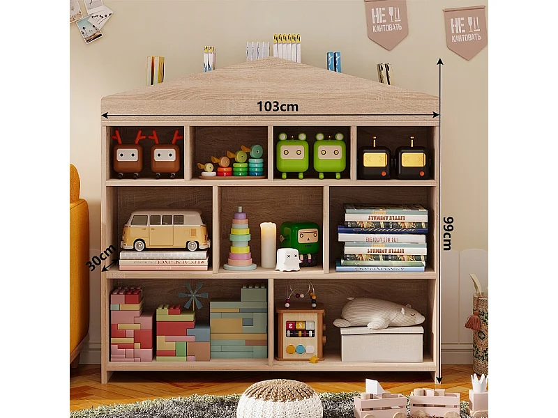 Étagère pour enfants, couleur bronze, pour jouets, livres et accessoires, avec 9 compartiments