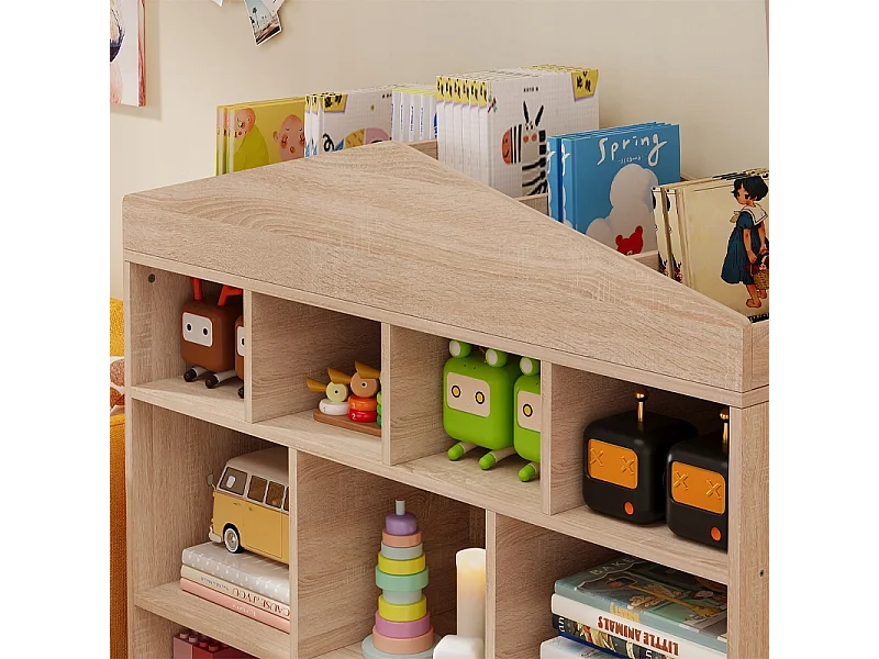 Étagère pour enfants, couleur bronze, pour jouets, livres et accessoires, avec 9 compartiments