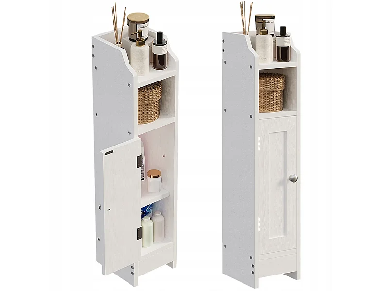 Mobile da bagno a colonna con ante, bianco, alto, 4 ripiani, stile loft moderno, 80 cm