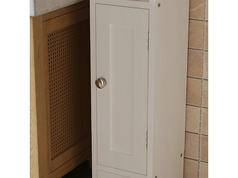 Mobile da bagno a colonna con ante, bianco, alto, 4 ripiani, stile loft moderno, 80 cm