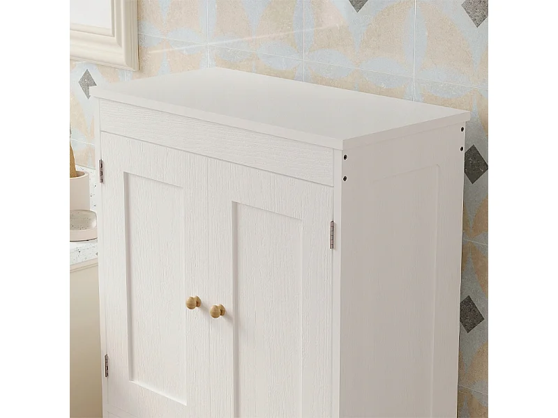 Mobile da bagno a colonna con 2 cassetti e ante, bianco stile loft, 120 cm