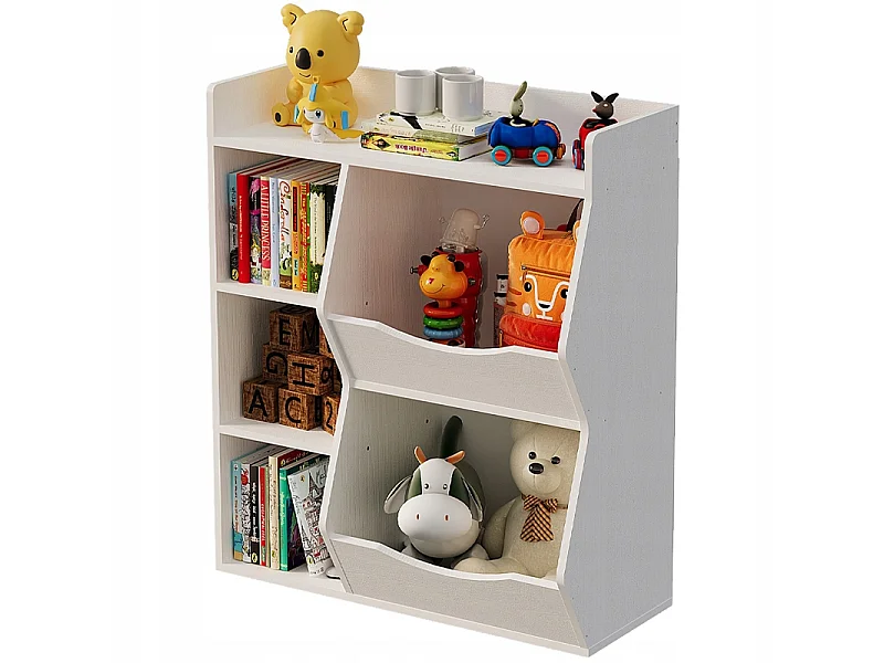 Étagère, meuble de rangement, bibliothèque pour jouets, livres et journaux, 5 compartiments, style loft