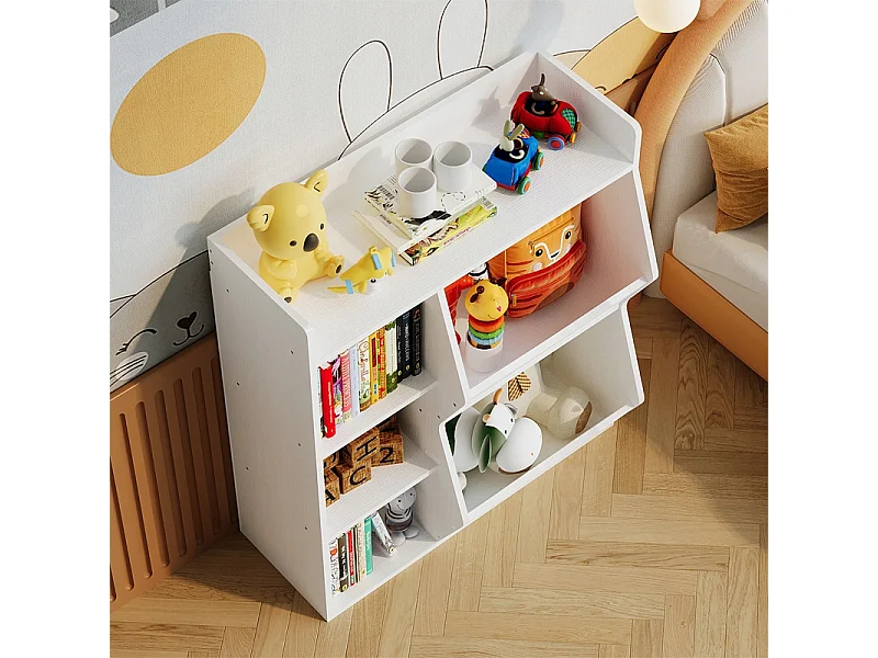 Étagère, meuble de rangement, bibliothèque pour jouets, livres et journaux, 5 compartiments, style loft