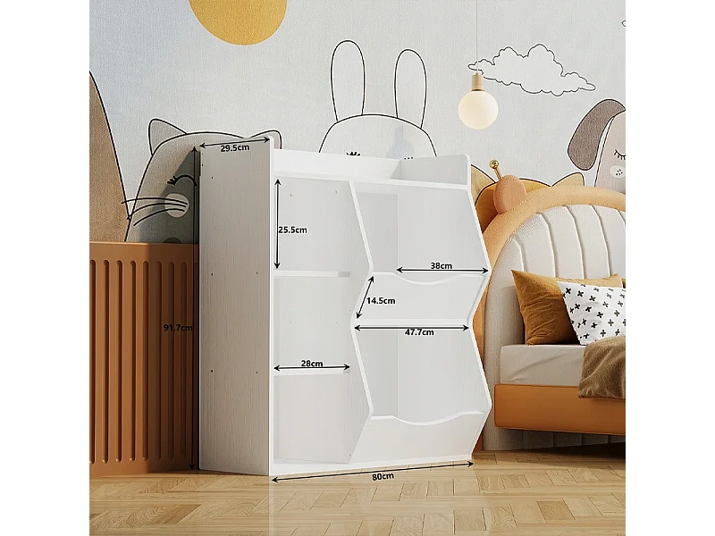 Étagère, meuble de rangement, bibliothèque pour jouets, livres et journaux, 5 compartiments, style loft