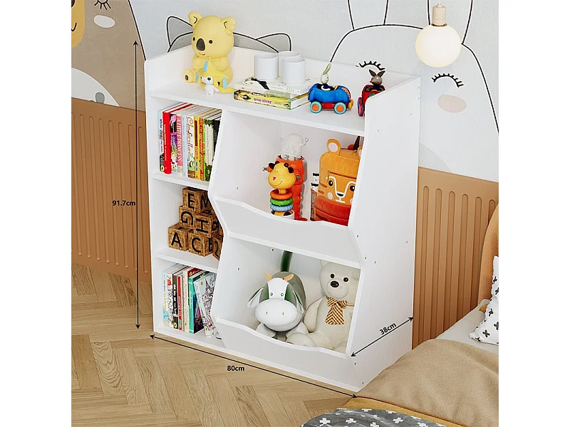 Étagère, meuble de rangement, bibliothèque pour jouets, livres et journaux, 5 compartiments, style loft