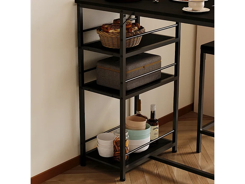 Ensemble table et chaises de bar pour salle à manger avec 2 tabourets noirs de style loft pour la cuisine