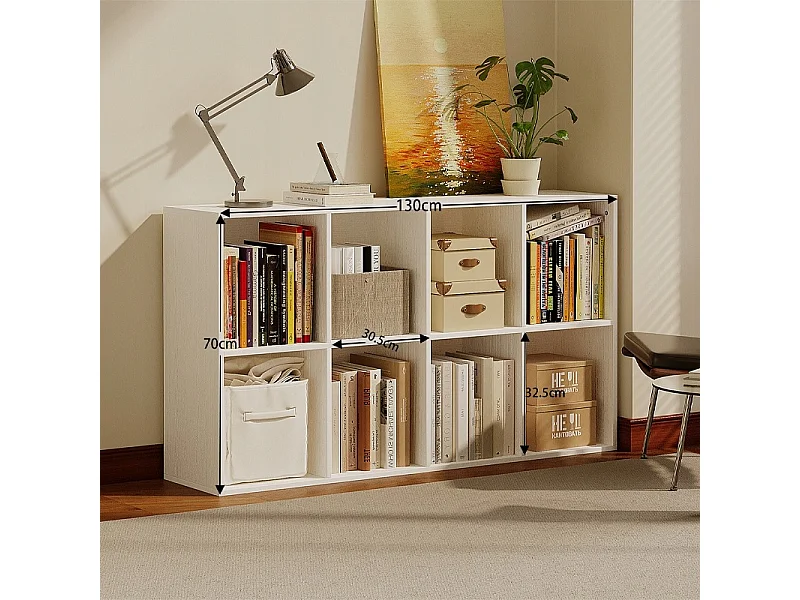 Offenes Regal mit Kommode, 4x2 Fächer, geräumig, weiß, für Bücher, modern, für das Büro
