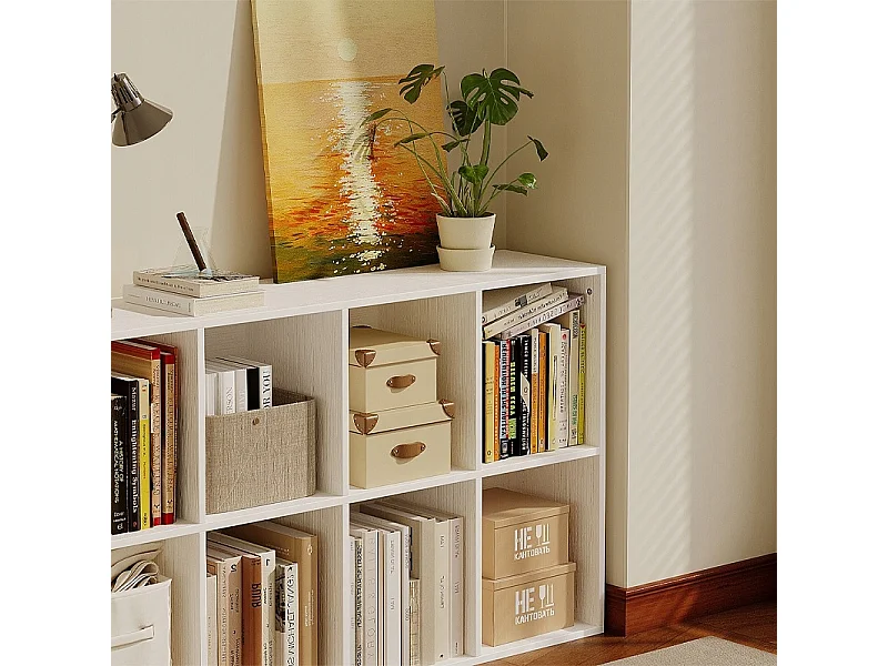 Offenes Regal mit Kommode, 4x2 Fächer, geräumig, weiß, für Bücher, modern, für das Büro