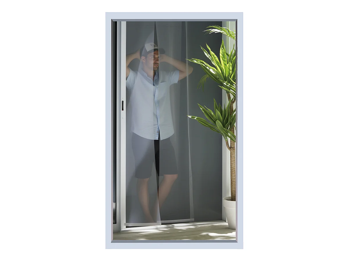 Moustiquaire de porte 95 x 220 cm avec Fixation auto-agrippante, protection efficace contre moustiques, mouches et araignées, Blanc