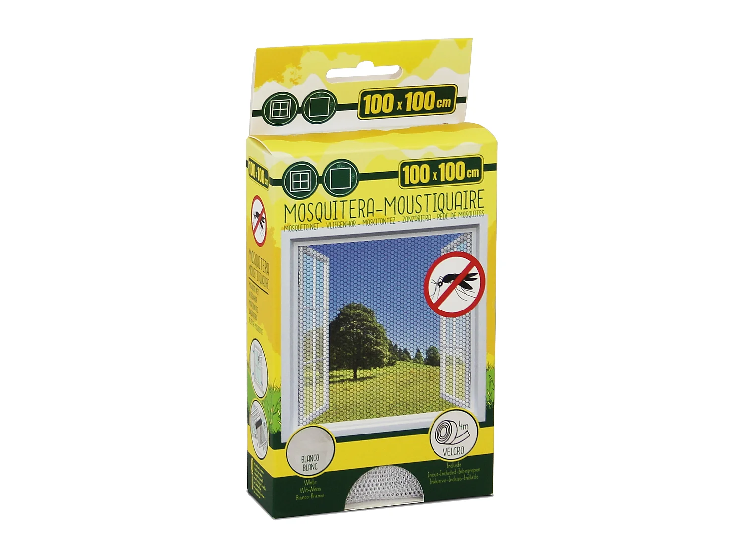 Moustiquaire de Fenêtre 100 x 100 cm avec Fixation auto-agrippante, protection efficace contre moustiques, mouches et araignées,  Blanc